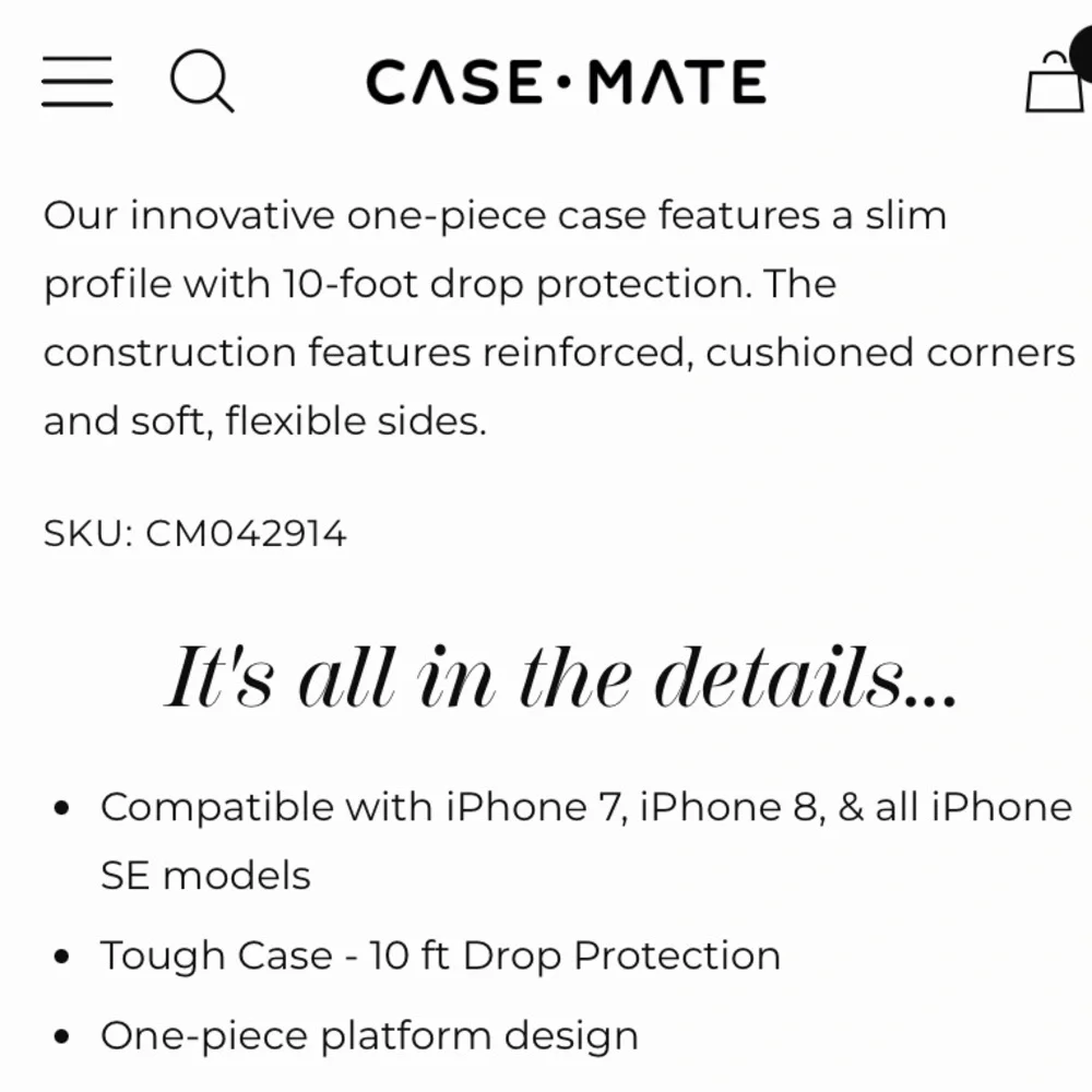Case-Mate Clear Tough Case iPhone 6 6s 7 8 + Glass Screen Protector (2)